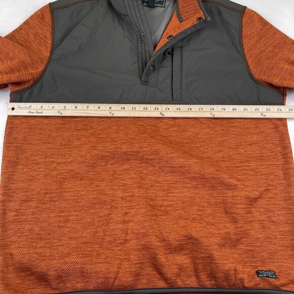GH Bass 1/4 Snap Sweater Men’s XL Pullover Orange Gray Hybrid Polyester Nylon - Picture 4 of 10